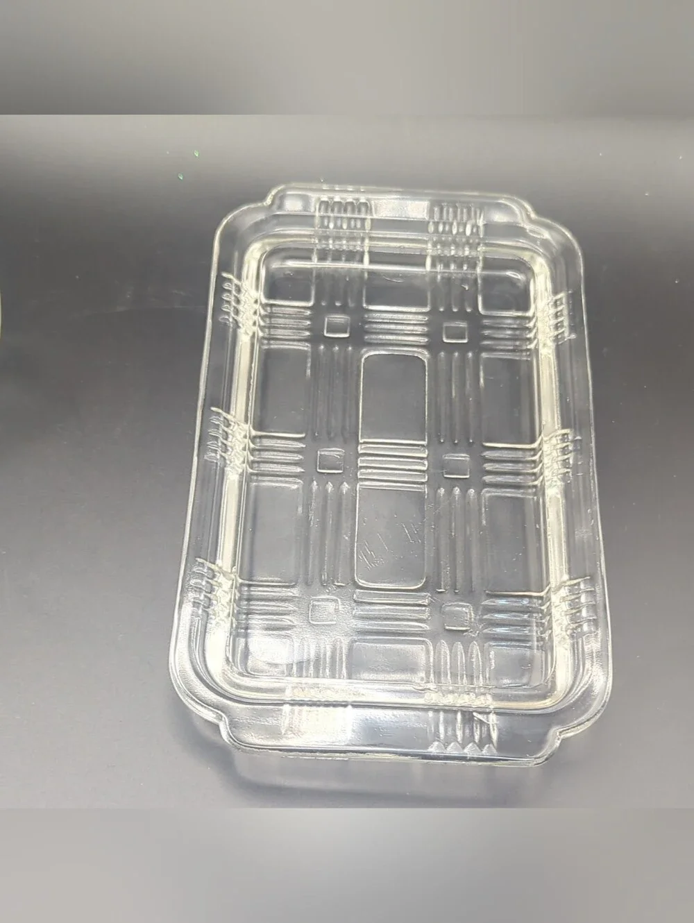 Clear Vintage Glass Refrigerator Dish with Lid - Transparent Basketweave